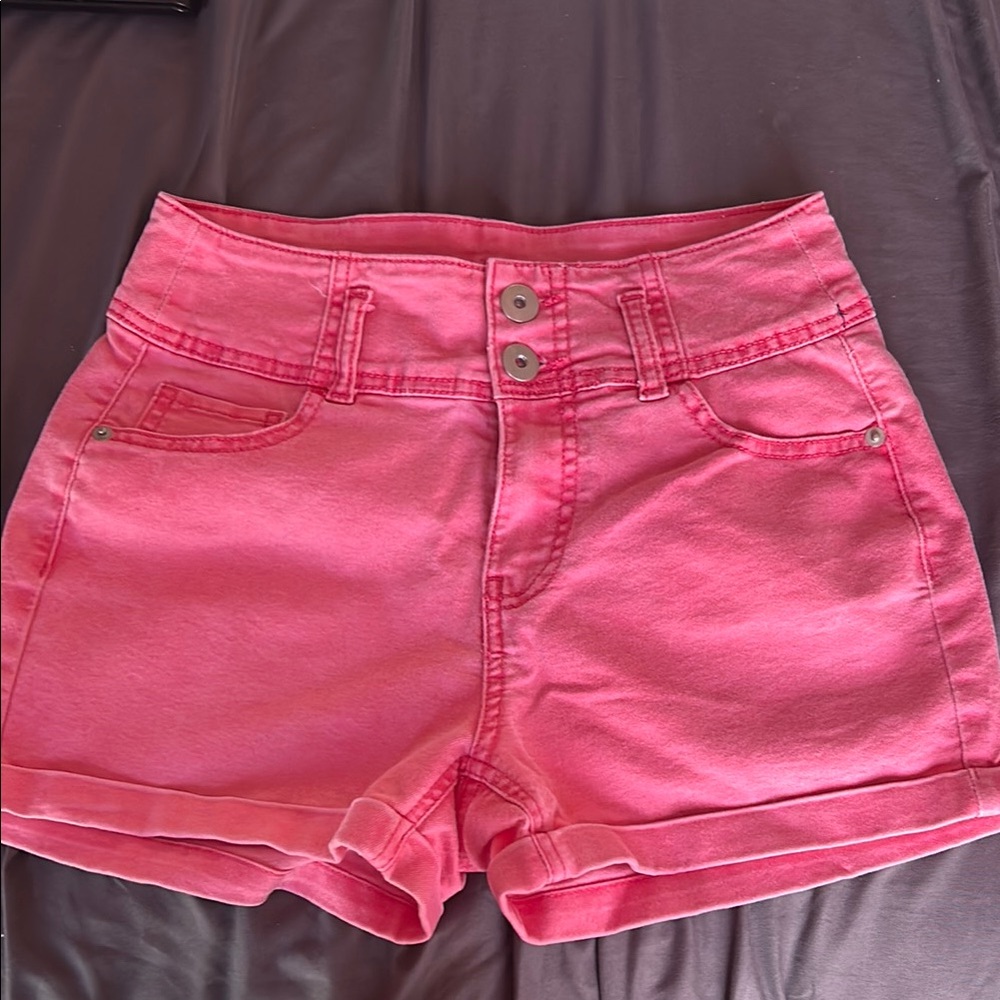 Juniors Pink Denim Shorts